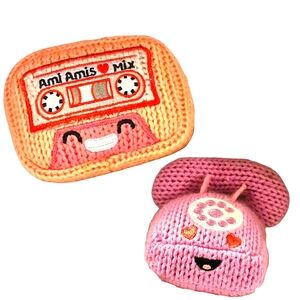 Ami Amis Lot of 2 Mini‎ Crochet Plush Jakks Pacific Cassie Stevie Phone Cassette